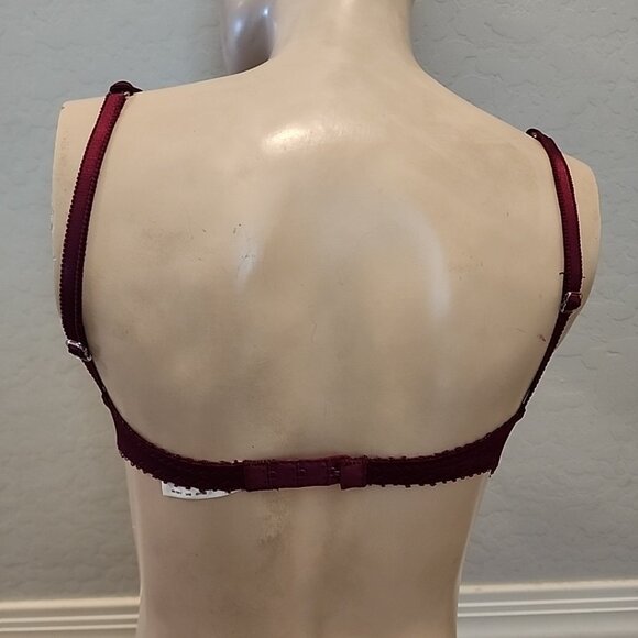 Vintage Victoria's Secret Bra 34B Maroon Underwire Lined - Picture 2 of 4
